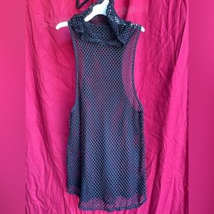 Mesh tank top with hood